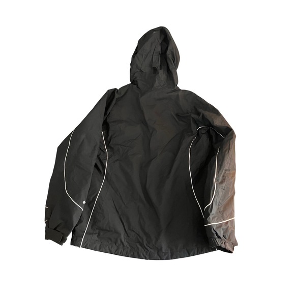 Columbia Womens Waterproof Rain Jacket Black White Piping Hooded Large - Picture 2 of 11